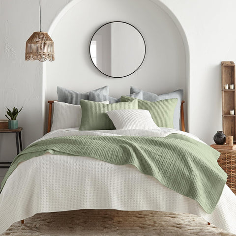 Levtex Home - Mills Waffle - Full/Queen Quilt Set - Desert Sage Cotton Waffle -