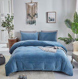 Houseri Velvet Blue Comforter Set Queen Light Blue