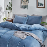 Houseri Velvet Blue Comforter Set Queen Light Blue