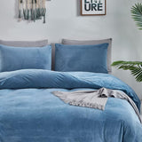 Houseri Velvet Blue Comforter Set Queen Light Blue