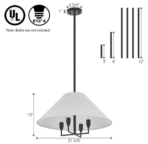 Rustic Modern Chandelier for Entryway, Dining Room