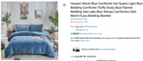 Houseri Velvet Blue Comforter Set Queen Light Blue